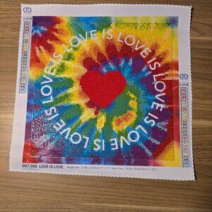 Completed Diamond Dotz Love Is Love Rainbow Tie-dye Art 12" x 12" TOTALLY ROCKS!